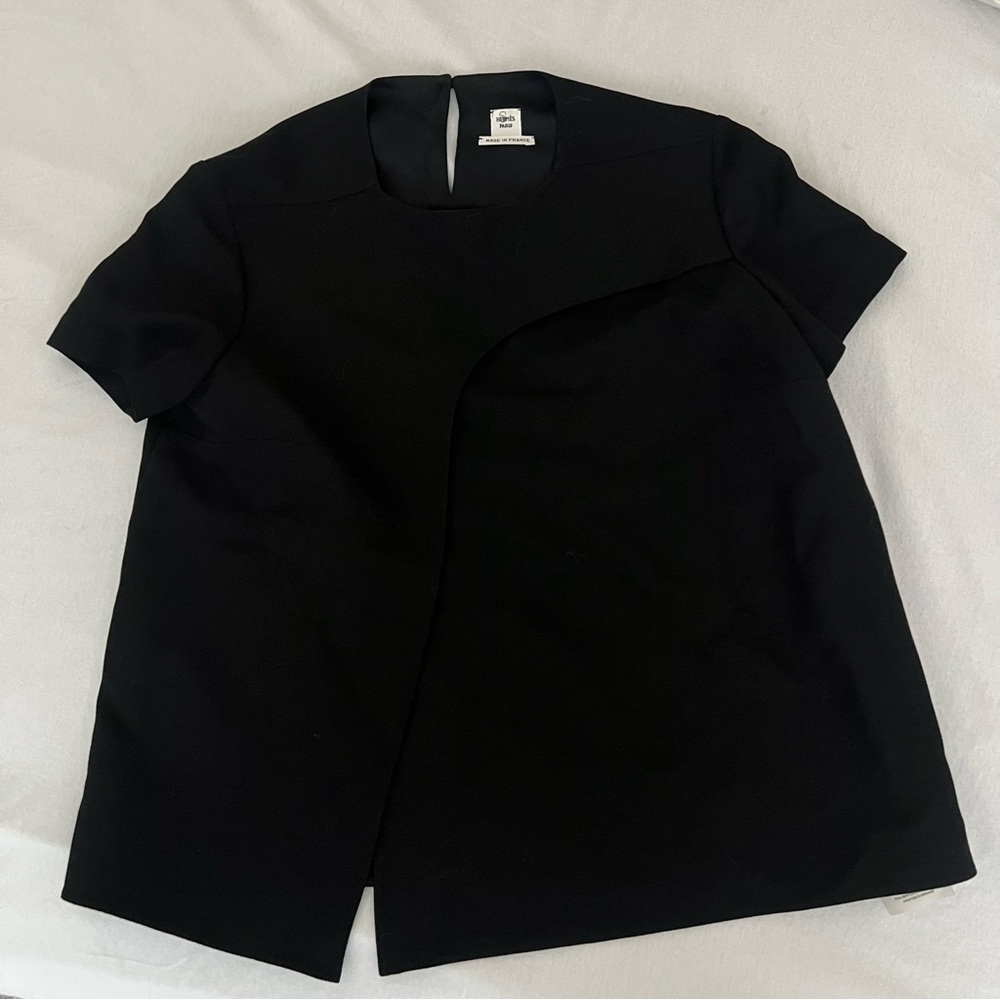 Hermes Black Wool and Silk Top